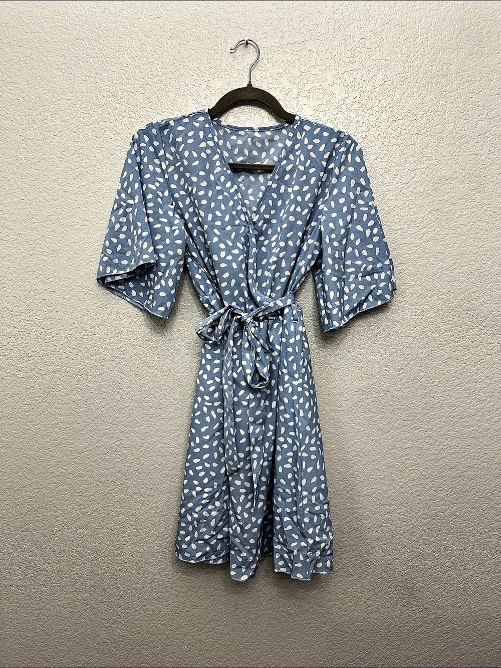 Abstract Print Midi Dress in Blue & White